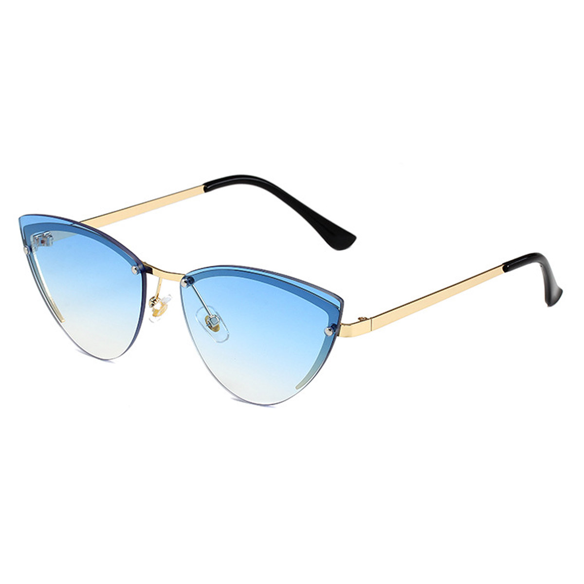 Cat-eye ocean-colored metal sunglasses